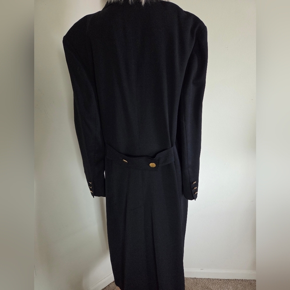 Vintage Louis Feraud Double-Breasted Wool Coat Midnight Blue Size 12 - Picture 12 of 15